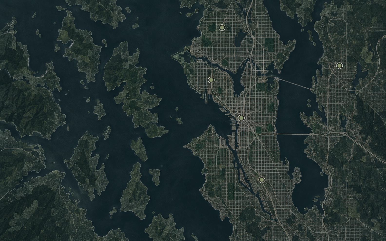 Stylized Seattle neighborhood map
